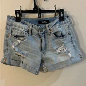 Aero Distressed Light Blue Jean Shorts